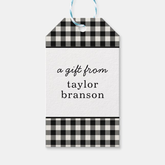 Étiquettes-cadeau Balises cadeaux personnalisées de Buffalo Plaid (Devant)