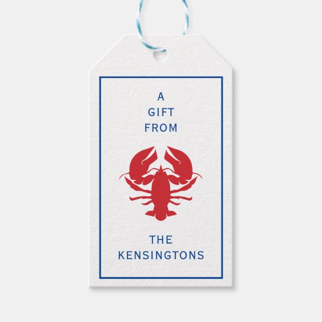 Étiquettes-cadeau Balises cadeaux personnalisées de homard (Devant)