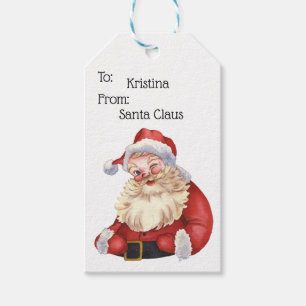 Étiquettes-cadeau Balises cadeaux personnalisées de Jolly Old Santa 