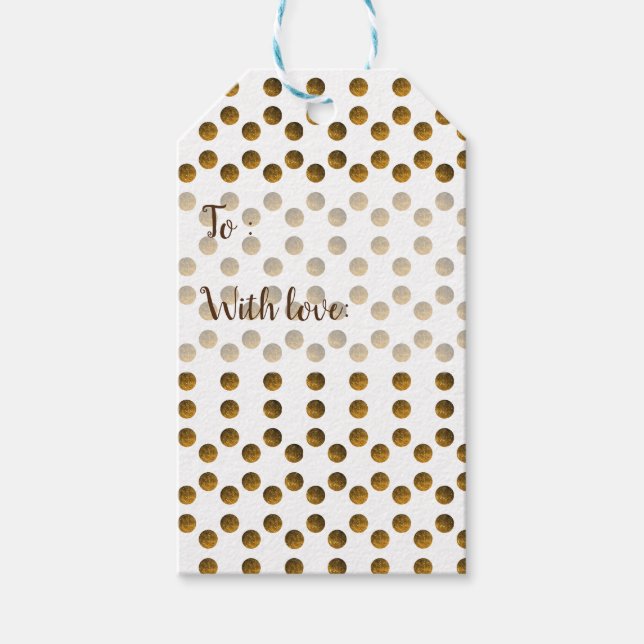 Étiquettes-cadeau Balises cadeaux personnalisées Dots d'or (Devant)