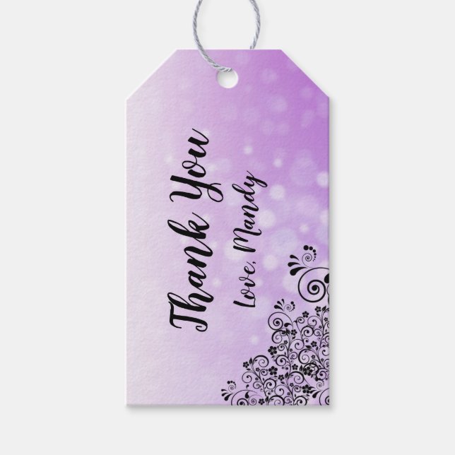 Étiquettes-cadeau Balises Cadeaux Personnalisées en Merci violet (Devant)