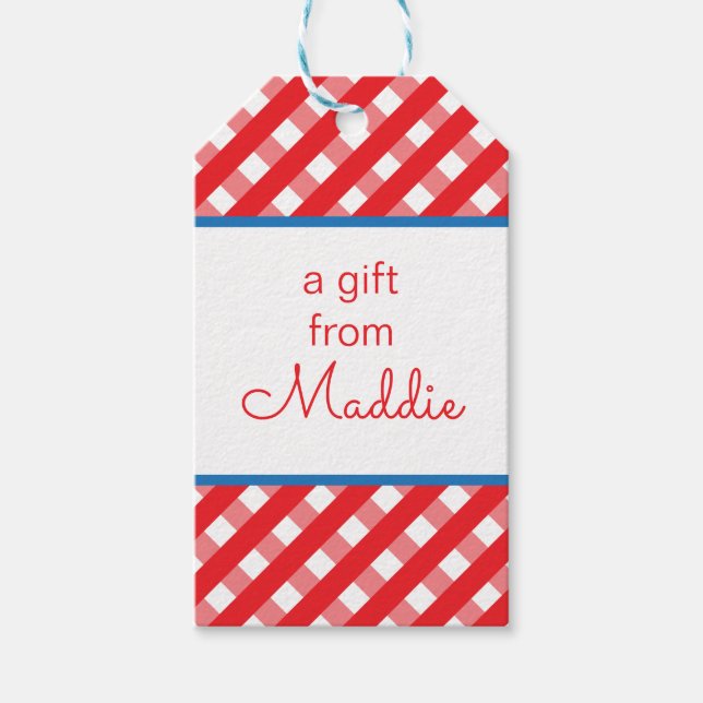Étiquettes-cadeau Balises Cadeaux Personnalisées En vichy (Devant)