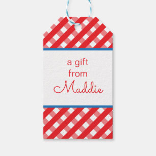 Étiquettes-cadeau Balises cadeaux personnalisées En vichy Cute
