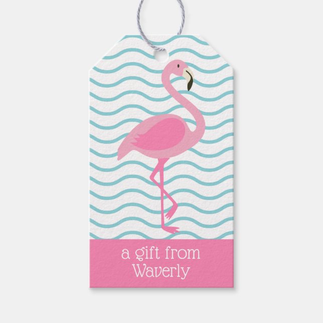 Étiquettes-cadeau Balises cadeaux personnalisées Flamant rose rose (Devant)