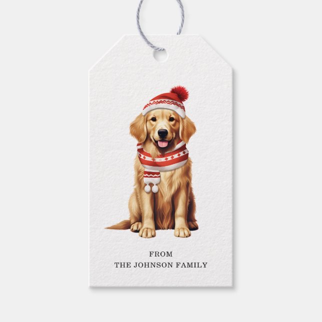 Étiquettes-cadeau Balises Cadeaux Personnalisées Golden Retriever (Devant)