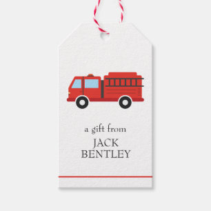 Étiquettes-cadeau Balises cadeaux personnalisées pour camion-feu