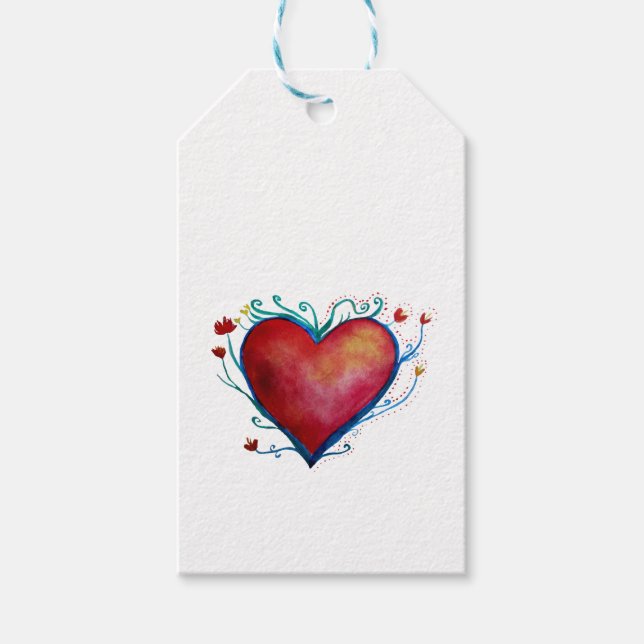 Étiquettes-cadeau Balises cadeaux personnalisées Red Heart (Devant)