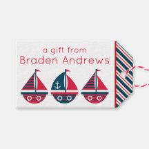 Balises Cadeaux Personnalisées Striped Sailboats