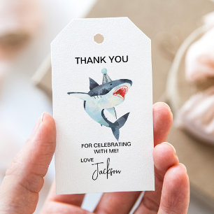 Étiquettes-cadeau Balises Cadeaux pour l'anniversaire du requin, Fav