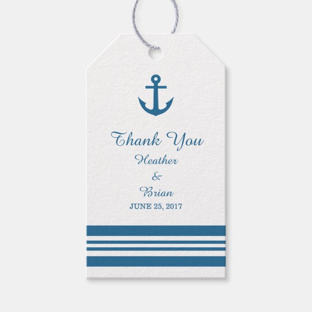 Étiquettes-cadeau Balises cadeaux pour Mariage d'Ancres nautiques (Devant)