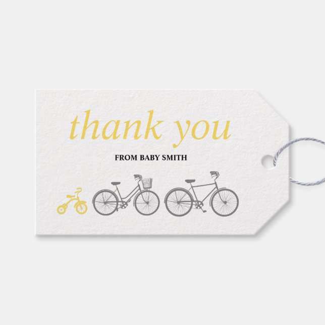 Étiquettes-cadeau Balises cadeaux pour vélos jaunes (Devant (Horizontal))