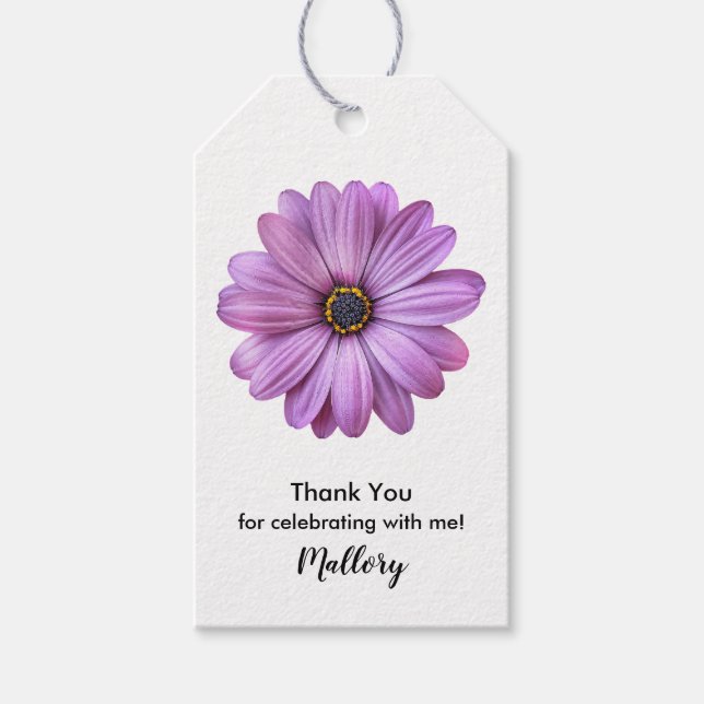 Étiquettes-cadeau Balises Cadeaux Purple Daisy (Devant)