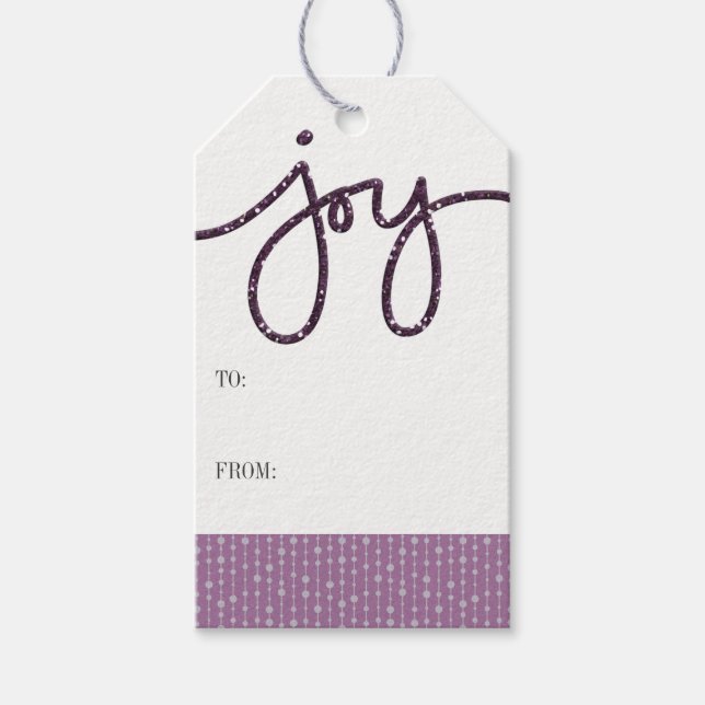 Étiquettes-cadeau Balises cadeaux Purple JOY | Pack 10 (Devant)