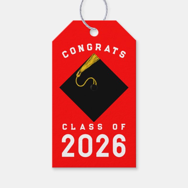 Étiquettes-cadeau Balises cadeaux Red 2023 Graduation (Devant)