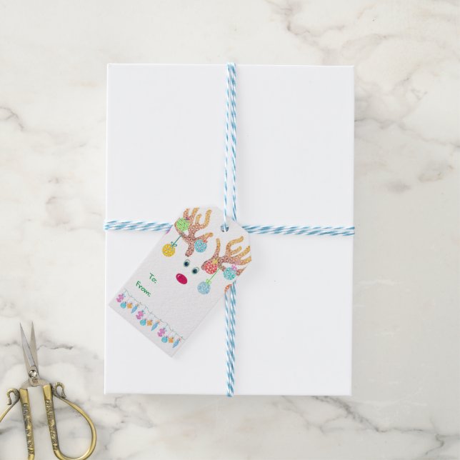 Étiquettes-cadeau Balises cadeaux Reindeer (Avec de laficelle)