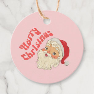 Étiquettes Cadeau Balises cadeaux Retro Merry Christmas Père Noël