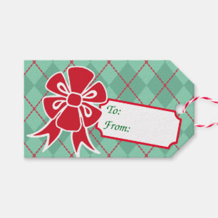Étiquettes-cadeau Balises cadeaux Retro Red Christmas Bow