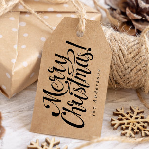Étiquettes-cadeau Balises cadeaux Rustic Black Joyeux Noël