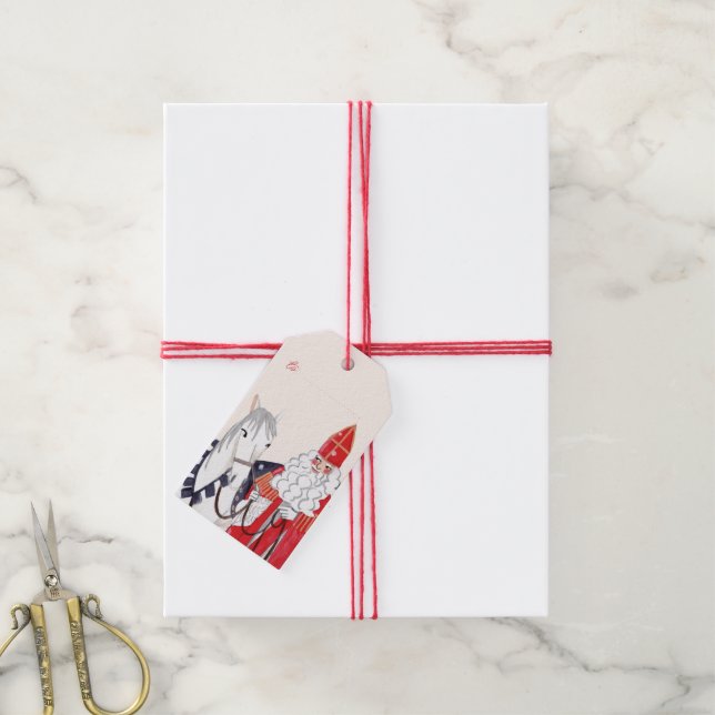 Étiquettes-cadeau Balises cadeaux Sinterklaas & Amerigo (Avec de la ficelle)