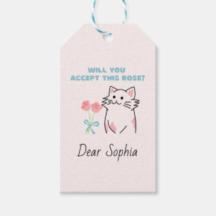 Étiquettes-cadeau Balises cadeaux Soft Pink Cute Cat&Rose