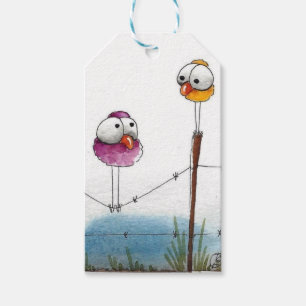 Étiquettes-cadeau Balises Cadeaux - Sur La clôture Oiseaux Whimsical