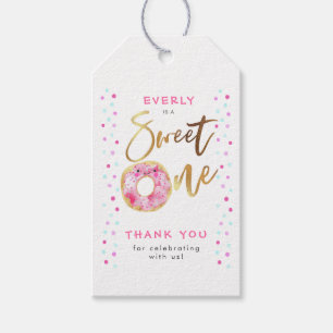 Étiquettes-cadeau Balises-cadeaux Sweet One Pink Donut Birthday Part