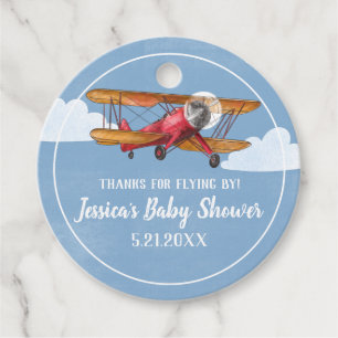 Étiquettes Cadeau Balises de Baby shower Aventure Avion