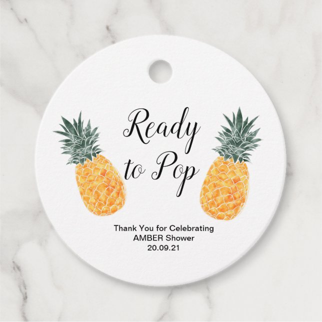 Étiquettes Cadeau Balises de Baby shower du thème ananas (Devant)