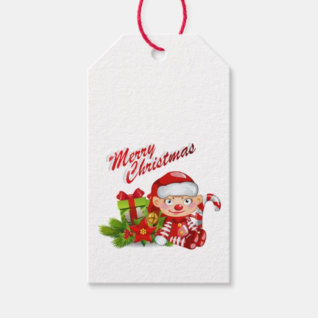Étiquettes-cadeau Balises de cadeaux père Noël Helper (Devant)