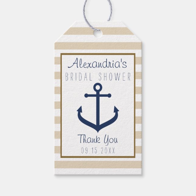 Étiquettes-cadeau Balises de Fête des mariées à thème nautique (Devant)
