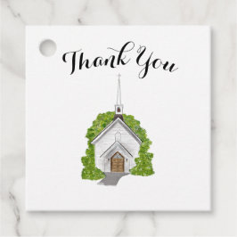 Étiquettes Cadeau Balises de mariage - église aquarelle