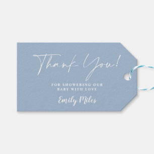 Étiquettes-cadeau Balises de Merci bleu foncé hiver