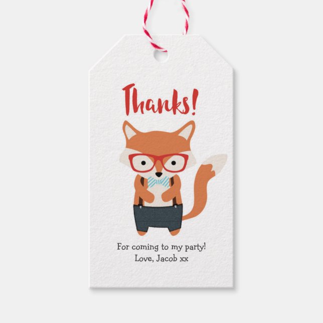 Étiquettes-cadeau Balises de Merci Cute Fox | Balises de préférence (Devant)