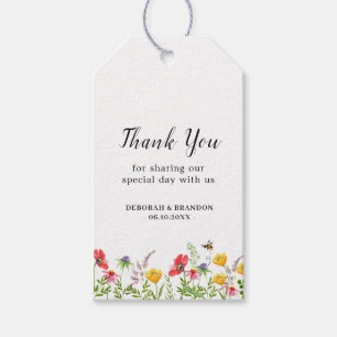 Étiquettes-cadeau Balises de Merci Mariage Fleur sauvage Aquarelle