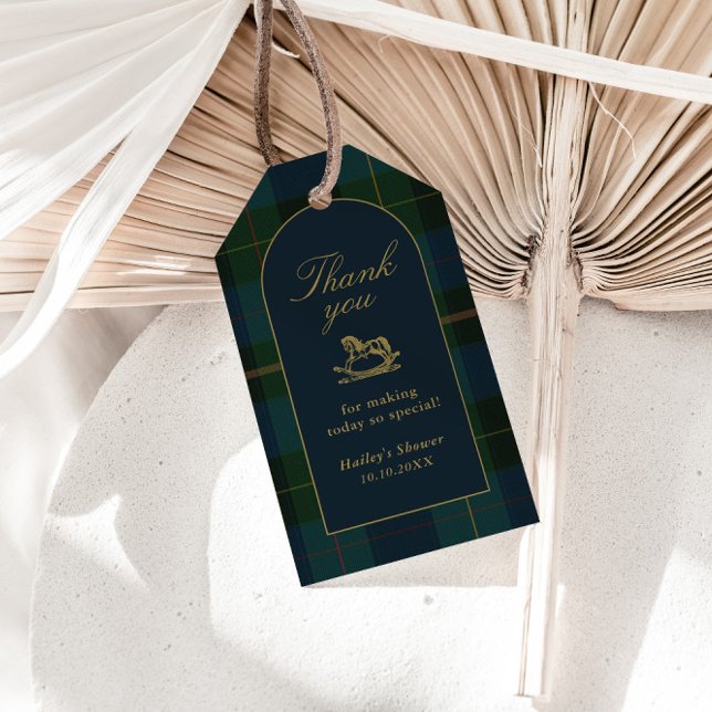 Étiquettes-cadeau Balises de Merci plat vert foncé classique (Créateur téléchargé)