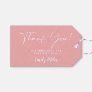 Étiquettes-cadeau Balises de Merci rose d'hiver