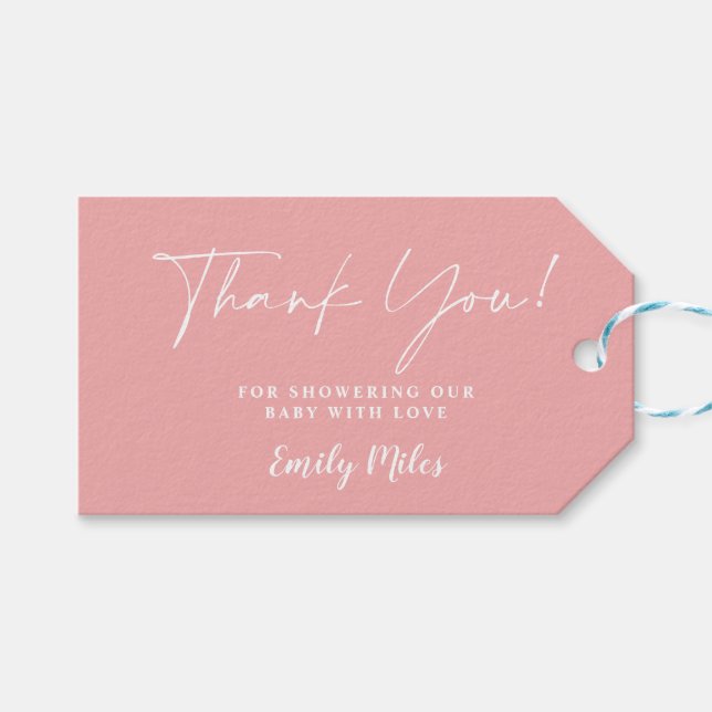 Étiquettes-cadeau Balises de Merci rose d'hiver (Devant (Horizontal))