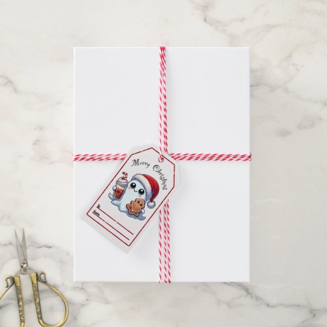 Étiquettes-cadeau Balises de Noël des fantômes joyeux (Avec de la ficelle)