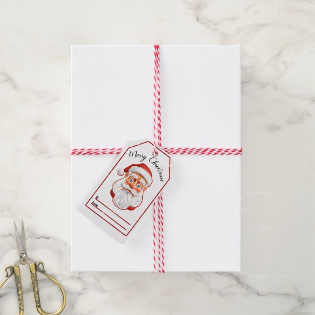 Étiquettes-cadeau Balises de Noël joyeuses à Père Noël (Avec de la ficelle)
