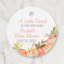 Balises de préférence Baby shower à thème Peach