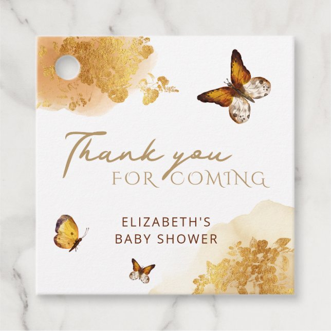 Étiquettes Cadeau Balises de préférence Baby shower papillon (Devant)
