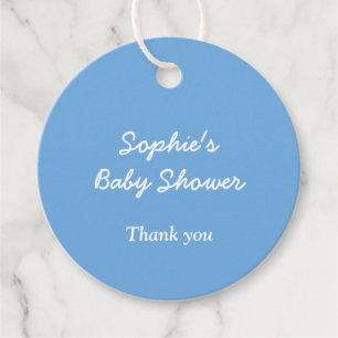Étiquettes Cadeau Balises de préférence bleue minimaliste baby showe
