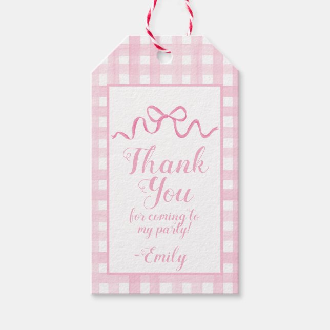 Étiquettes-cadeau Balises de préférence Bow rose (Devant)
