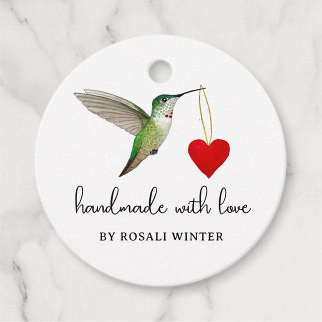 Étiquettes Cadeau Balises de préférence Colibri personnalisées (Devant)