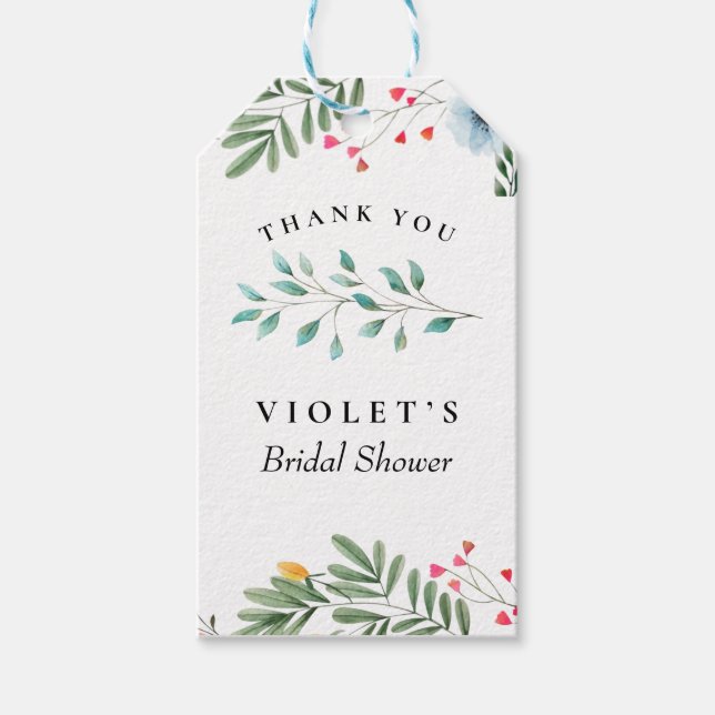 Étiquettes-cadeau Balises de préférence de douche fleur sauvage (Devant)
