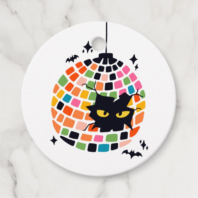 Étiquettes Cadeau Balises de préférence de la balle disco Halloween (Devant)
