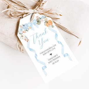 Étiquettes-cadeau Balises de préférence du Baby shower Citrouille Bl