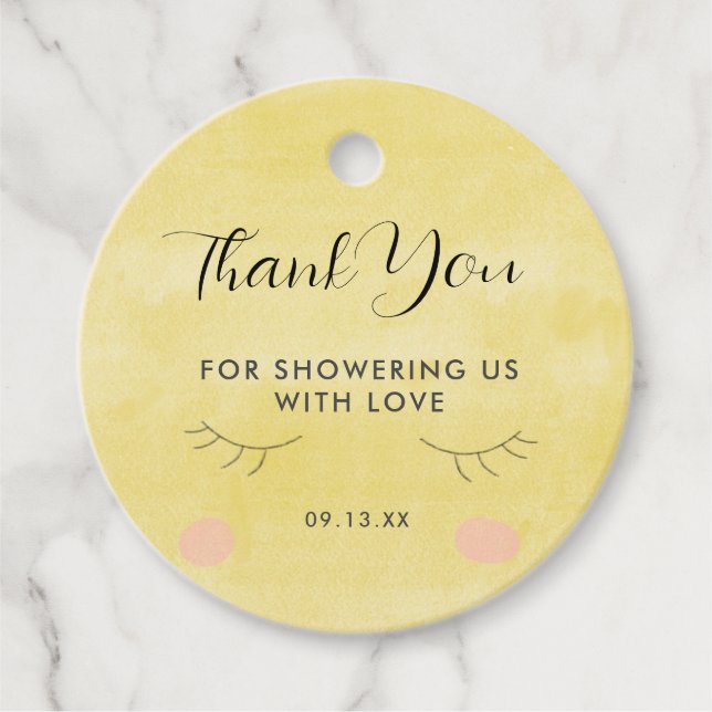 Étiquettes Cadeau Balises de préférence du Baby shower Sun Rainbow (Devant)
