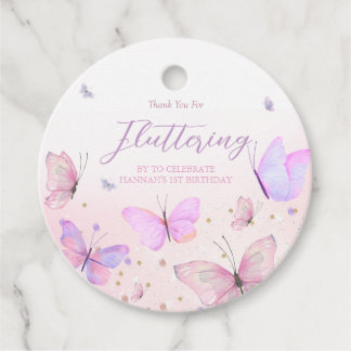 Étiquettes Cadeau Balises de préférence ronde du thème papillon