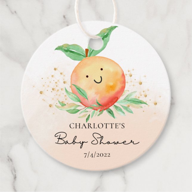 Étiquettes Cadeau Balises de préférence Sweet Little Peach (Devant)